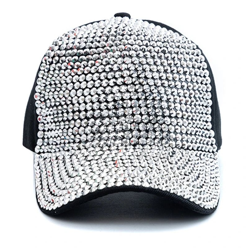 Unisex Baseball Cap mit Diamant-Applikation – Schlichte Verstellbare Mütze | Modische Streetwear & Freizeitkappe für Damen & Herren