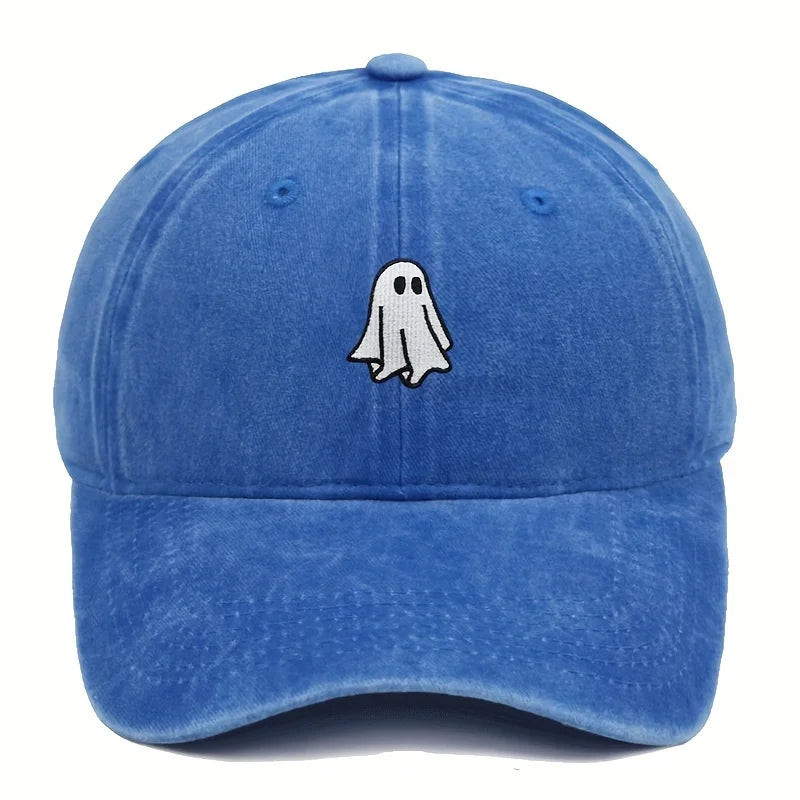 Unisex Baseball Cap mit Halloween Geist-Stickerei – Verstellbare Baumwollkappe | Schlichte & Niedliche Mütze für Damen & Herren