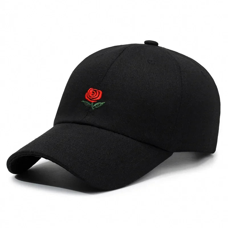 Unisex Baseball Cap mit Rose & Buchstaben-Stickerei – Verstellbare Hip Hop Kappe | Modische Frühling Streetwear Mütze für Damen & Herren