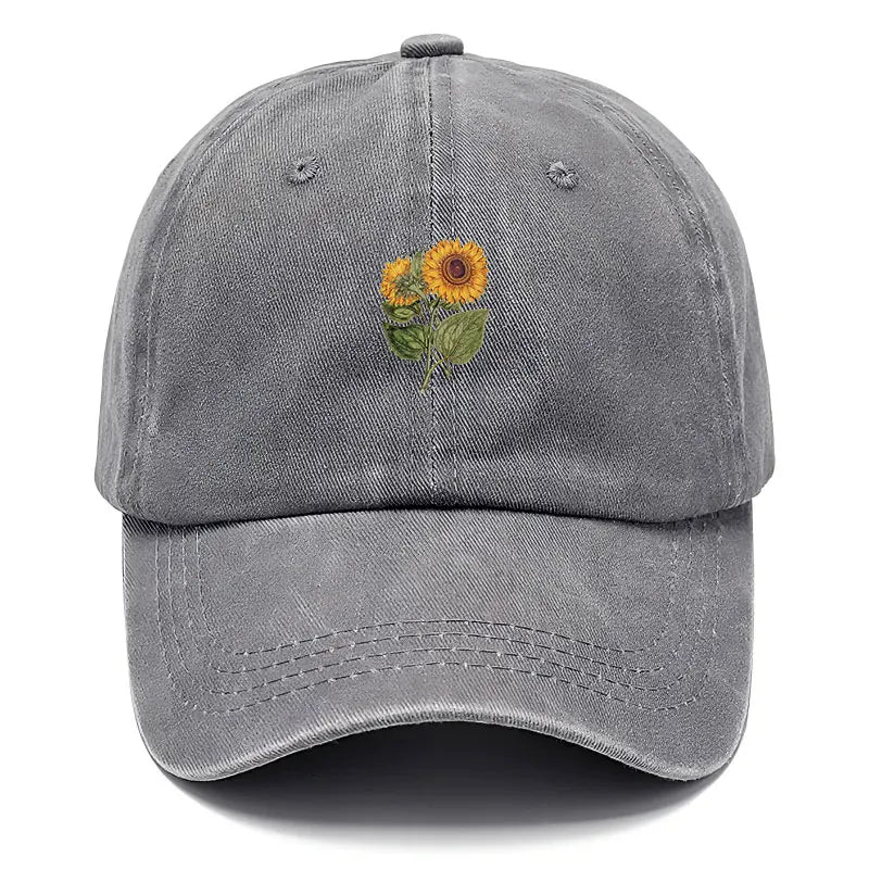 Unisex Baseball Cap mit Sonnenblumen-Stickerei – Verstellbare Vintage Baumwoll Snapback Mütze | Modische Streetwear Kappe für Damen & Herren