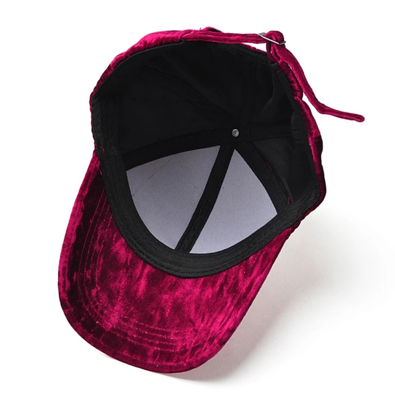Unisex Baseball Cap aus Gold-Samt – Verstellbare Einfarbige Snapback Mütze | Koreanischer Stil Dad Cap für Frühling & Herbst