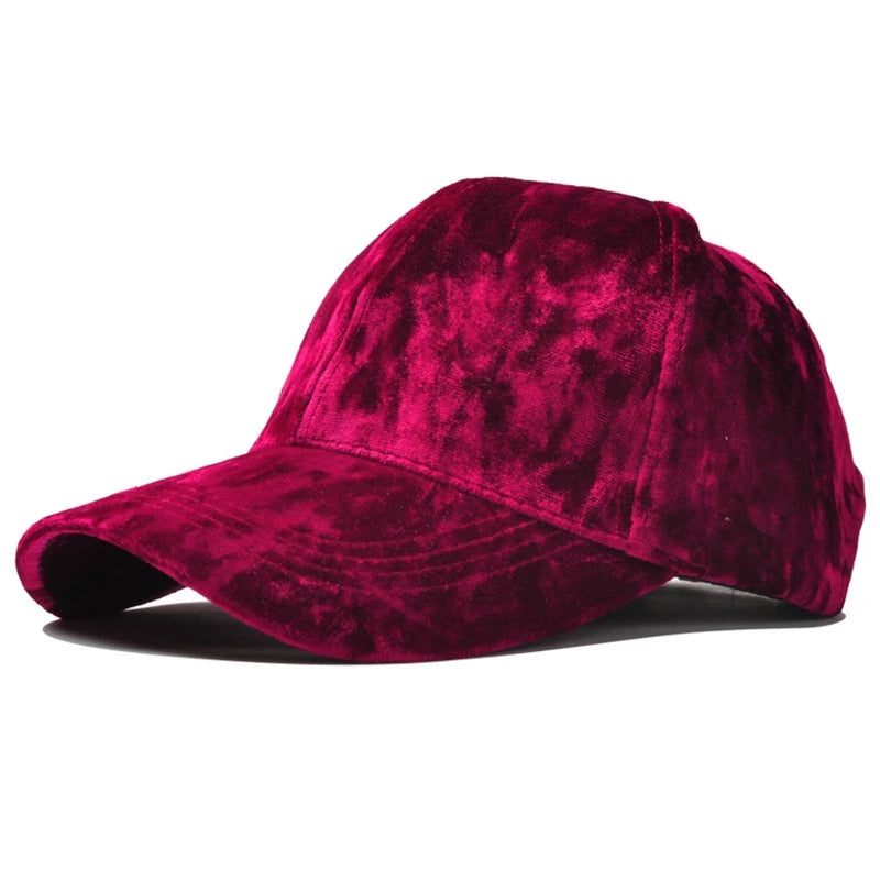 Unisex Baseball Cap aus Gold-Samt – Verstellbare Einfarbige Snapback Mütze | Koreanischer Stil Dad Cap für Frühling & Herbst