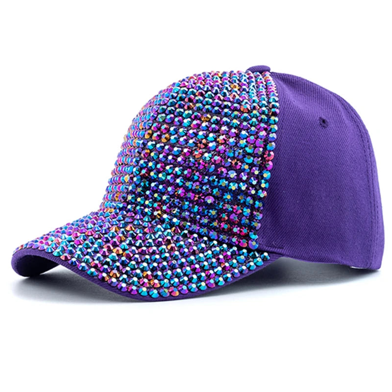 Unisex Baseball Cap mit Diamant-Applikation – Schlichte Verstellbare Mütze | Modische Streetwear & Freizeitkappe für Damen & Herren