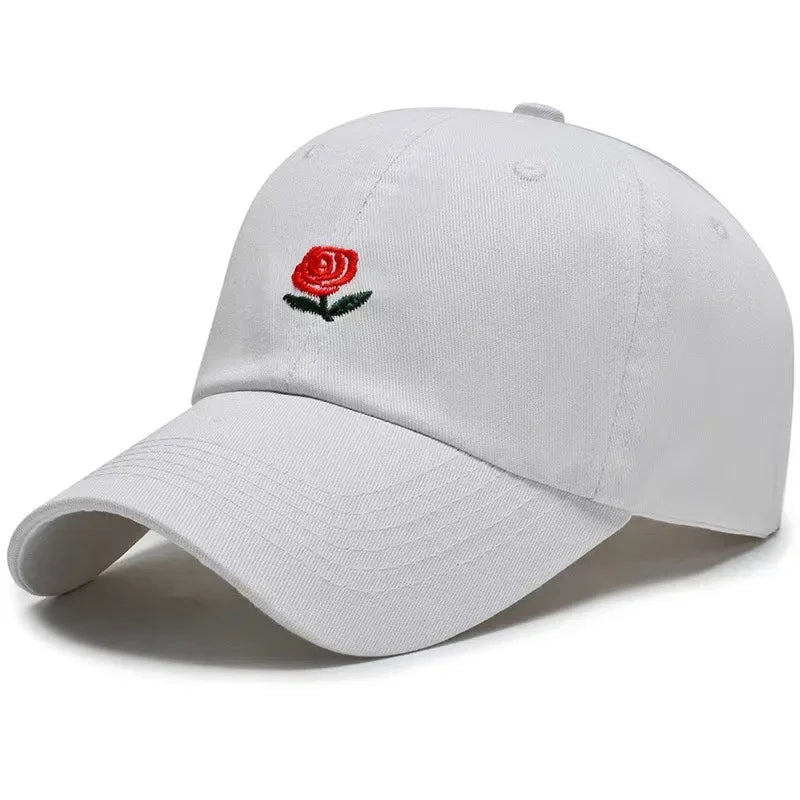 Unisex Baseball Cap mit Rose & Buchstaben-Stickerei – Verstellbare Hip Hop Kappe | Modische Frühling Streetwear Mütze für Damen & Herren