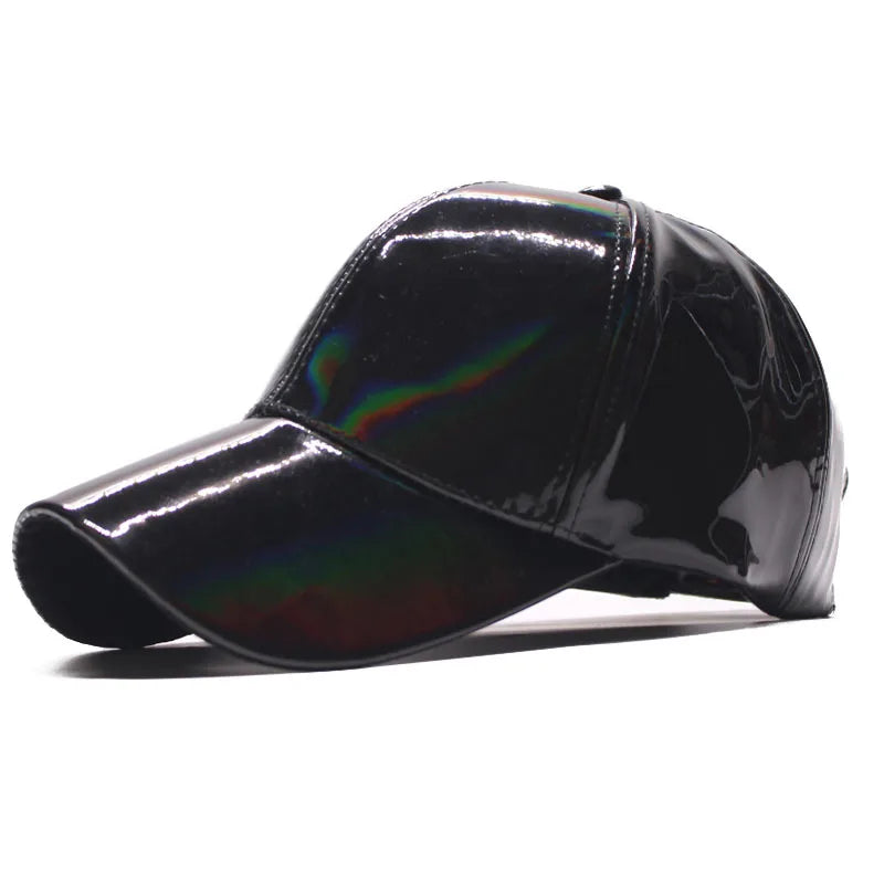 Unisex Baseball Cap aus Lackleder – Glänzende Street Style Kappe | Farbige Duckbill Mütze mit Sonnenschutz für Damen & Herren