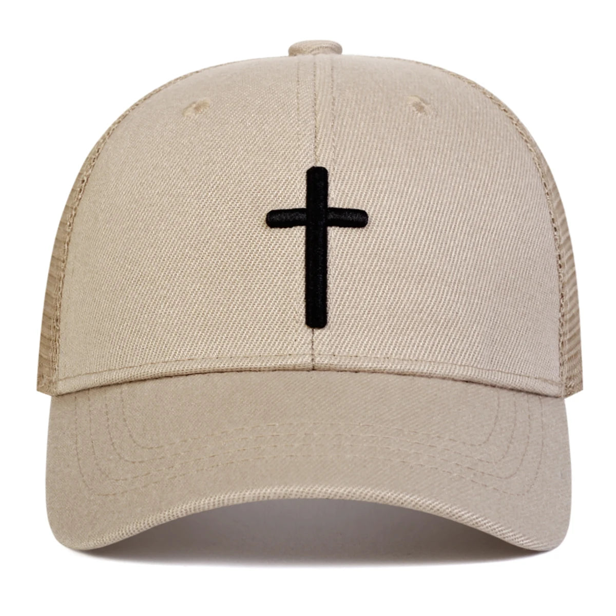 Unisex Mesh Baseball Cap mit Kreuz-Stickerei – Verstellbare Hip Hop Kappe | Atmungsaktive Sonnenmütze für Frühling & Sommer
