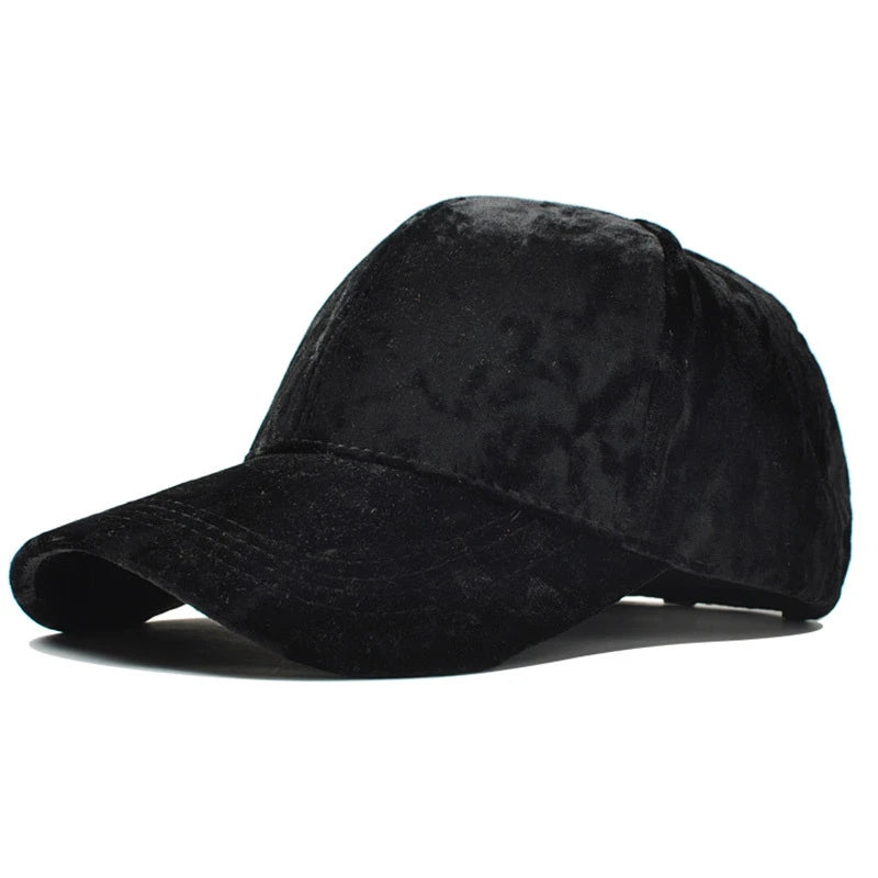 Unisex Baseball Cap aus Gold-Samt – Verstellbare Einfarbige Snapback Mütze | Koreanischer Stil Dad Cap für Frühling & Herbst