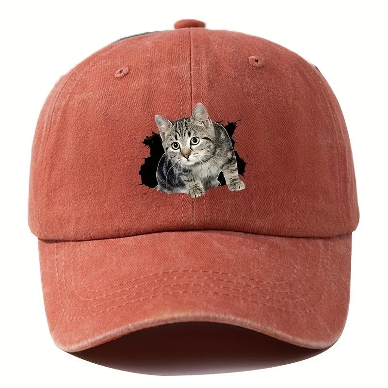 Unisex Baseball Cap mit Lustigem Katzen-Print – Verstellbare Duckbill Mütze | Freizeit & Outdoor Kappe für Damen & Herren