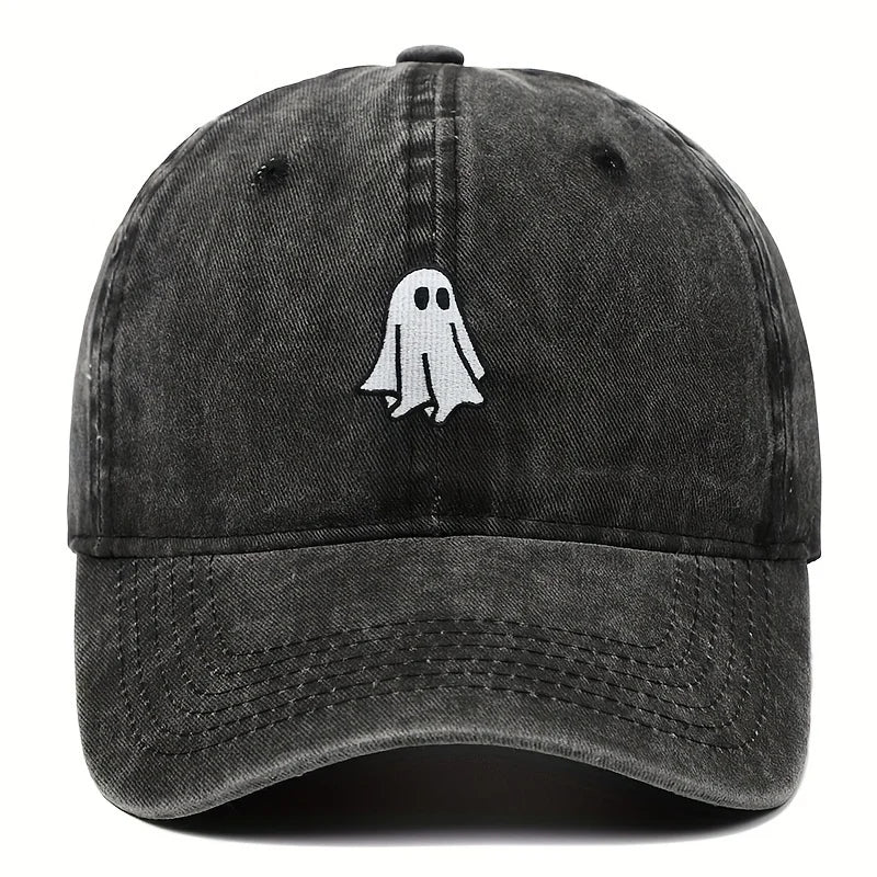 Unisex Baseball Cap mit Halloween Geist-Stickerei – Verstellbare Baumwollkappe | Schlichte & Niedliche Mütze für Damen & Herren