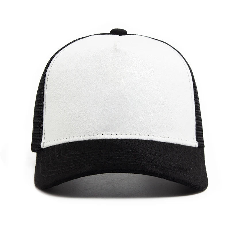 Unisex Suede Mesh Trucker Cap – Verstellbare Snapback Baseball Mütze | Modische Sonnenkappe im Hip Hop Stil für Damen & Herren