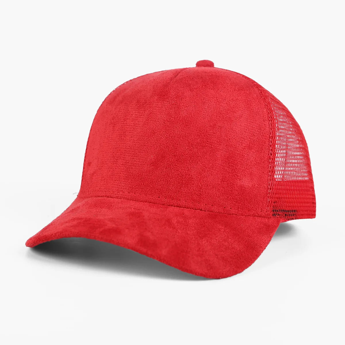 Unisex 5-Panel Trucker Cap mit Wildlederfront & Mesh-Rückseite – Verstellbare Einfarbige Baseballmütze | Atmungsaktive Sommermütze für Damen & Herren