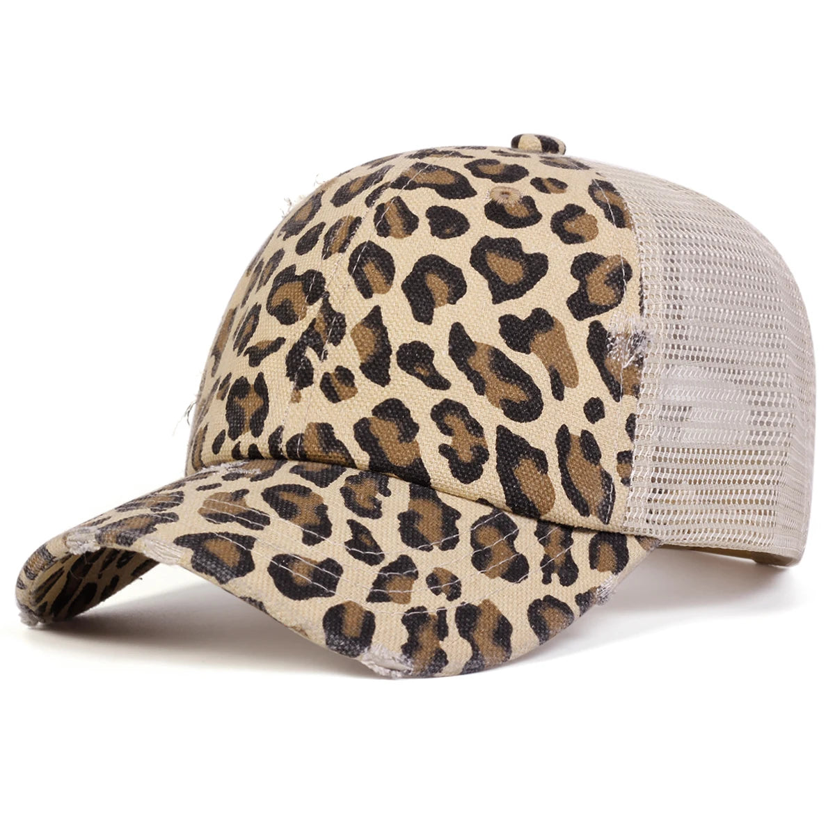 Unisex Baseball Cap mit Leopardenmuster & Stickerei – Verstellbare Mesh Kappe | Sportliche Sonnenmütze für Frühling & Herbst