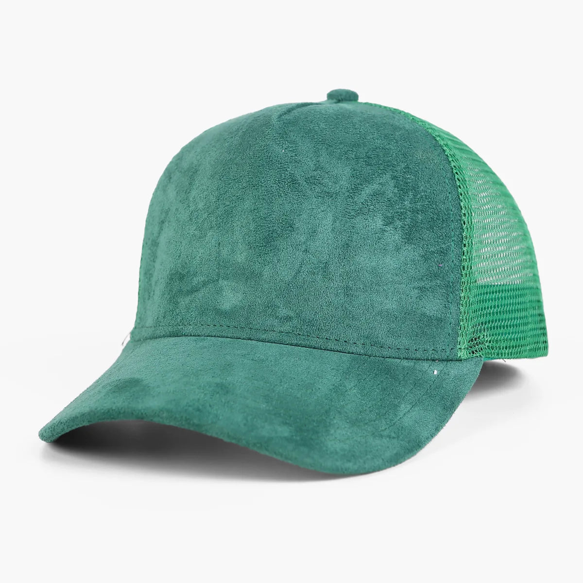 Unisex 5-Panel Trucker Cap mit Wildlederfront & Mesh-Rückseite – Verstellbare Einfarbige Baseballmütze | Atmungsaktive Sommermütze für Damen & Herren