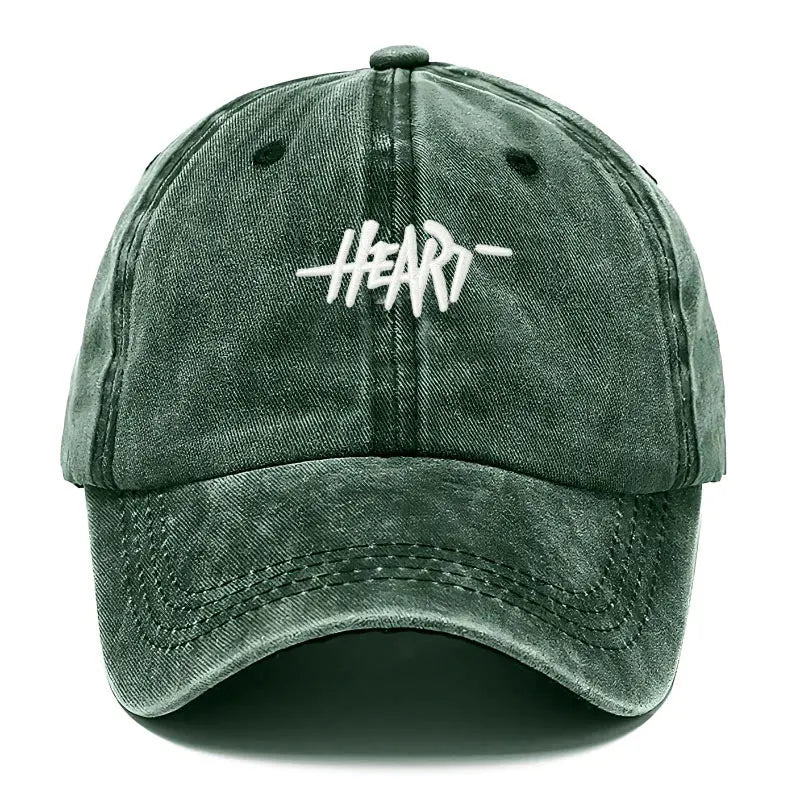 Unisex Baseball Cap mit Heart-Stickerei – Gewaschene Vintage Baumwollkappe | Verstellbare Trucker Mütze für Freizeit & Outdoor