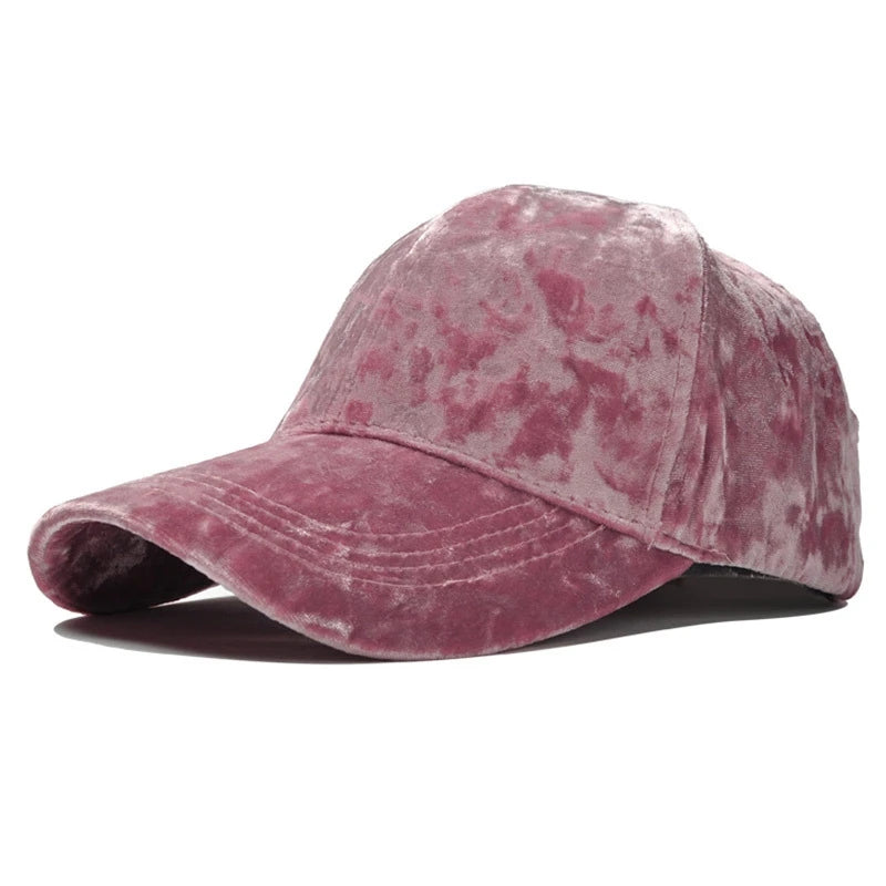 Unisex Baseball Cap aus Gold-Samt – Verstellbare Einfarbige Snapback Mütze | Koreanischer Stil Dad Cap für Frühling & Herbst