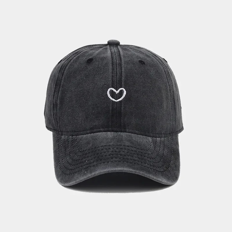 Unisex Baseball Cap mit „Love“-Stickerei – Gewaschene Baumwoll Snapback Mütze | Retro Freizeitkappe für Damen & Herren