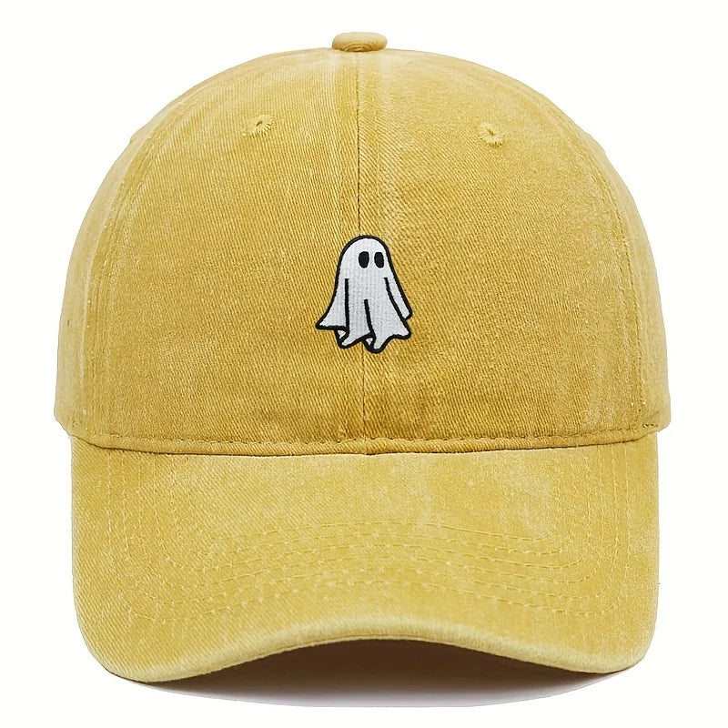 Unisex Baseball Cap mit Halloween Geist-Stickerei – Verstellbare Baumwollkappe | Schlichte & Niedliche Mütze für Damen & Herren