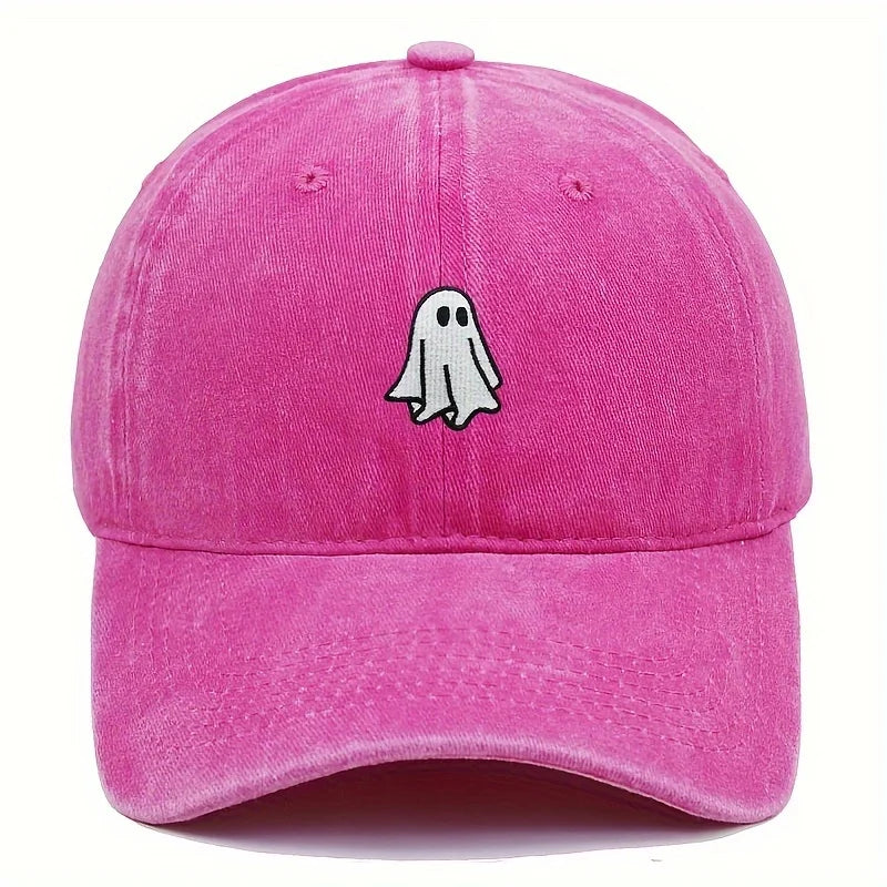 Unisex Baseball Cap mit Halloween Geist-Stickerei – Verstellbare Baumwollkappe | Schlichte & Niedliche Mütze für Damen & Herren