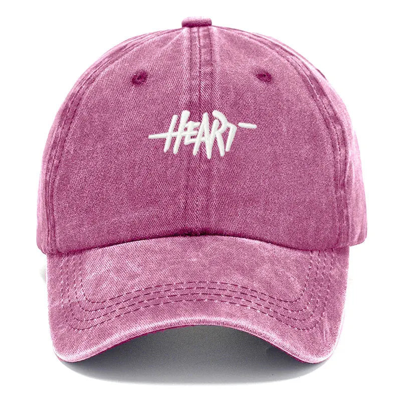 Unisex Baseball Cap mit Heart-Stickerei – Gewaschene Vintage Baumwollkappe | Verstellbare Trucker Mütze für Freizeit & Outdoor