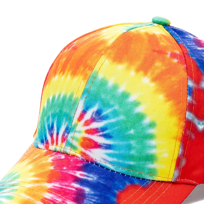 Unisex Baseball Cap mit Tie-Dye-Muster – Bunte Regenbogen Sommermütze | Verstellbare Streetwear Dad Cap für Damen & Herren