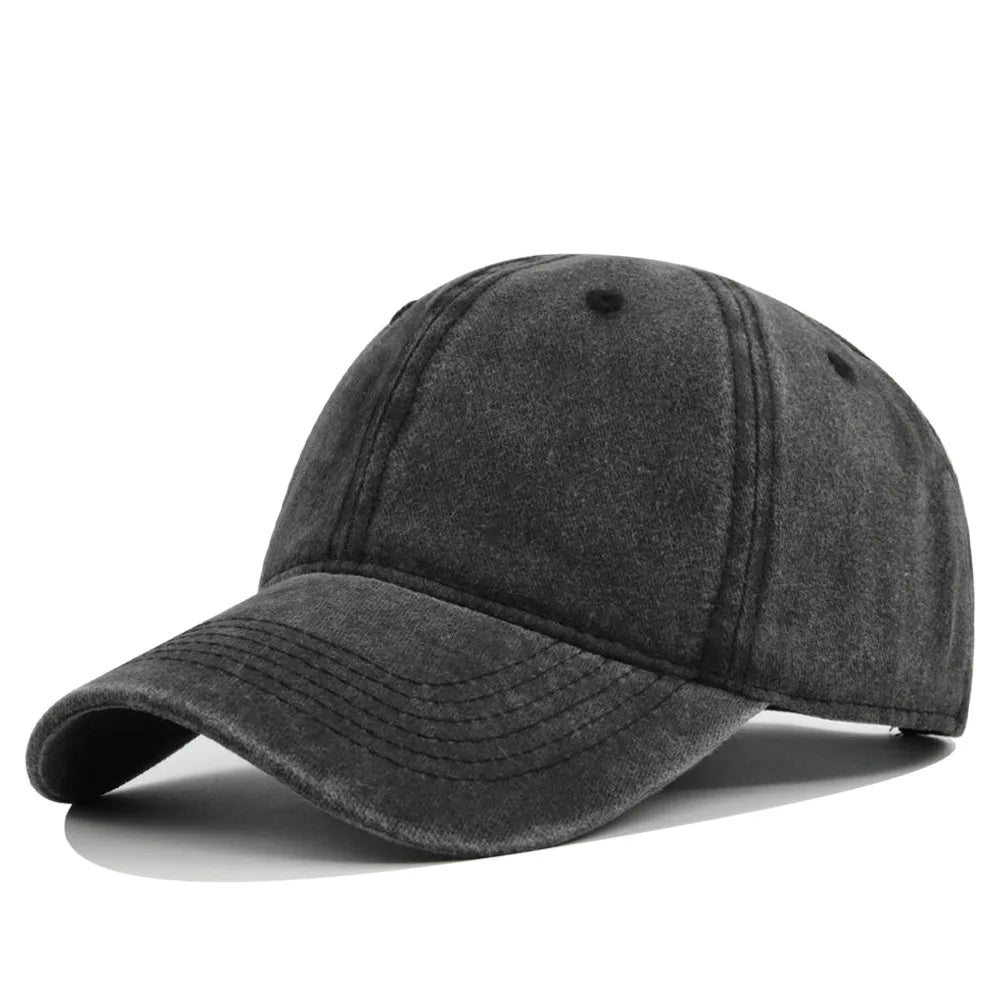 Unisex Baseball Cap aus Gewaschener Baumwolle – Verstellbare Einfarbige Snapback Mütze | Retro Y2K Hip Hop Sonnenkappe für Damen & Herren