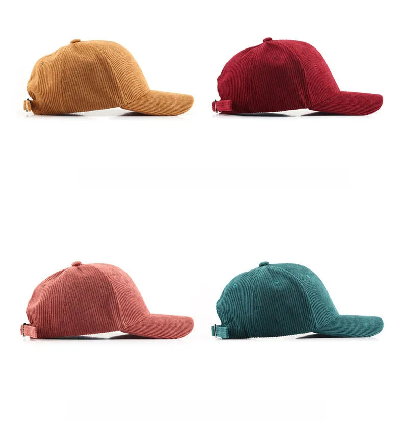 Unisex Cord Baseball Cap – Verstellbare Baumwollkappe im Retro-Stil | Warme Herbst Snapback Mütze für Damen & Herren, Freizeit & Streetwear