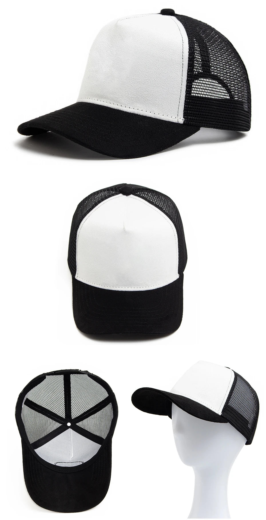 Unisex Suede Mesh Trucker Cap – Verstellbare Snapback Baseball Mütze | Modische Sonnenkappe im Hip Hop Stil für Damen & Herren