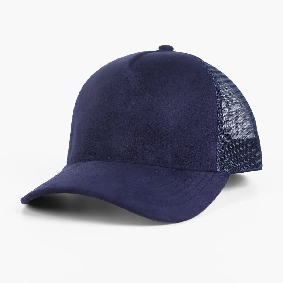 Unisex 5-Panel Trucker Cap mit Wildlederfront & Mesh-Rückseite – Verstellbare Einfarbige Baseballmütze | Atmungsaktive Sommermütze für Damen & Herren