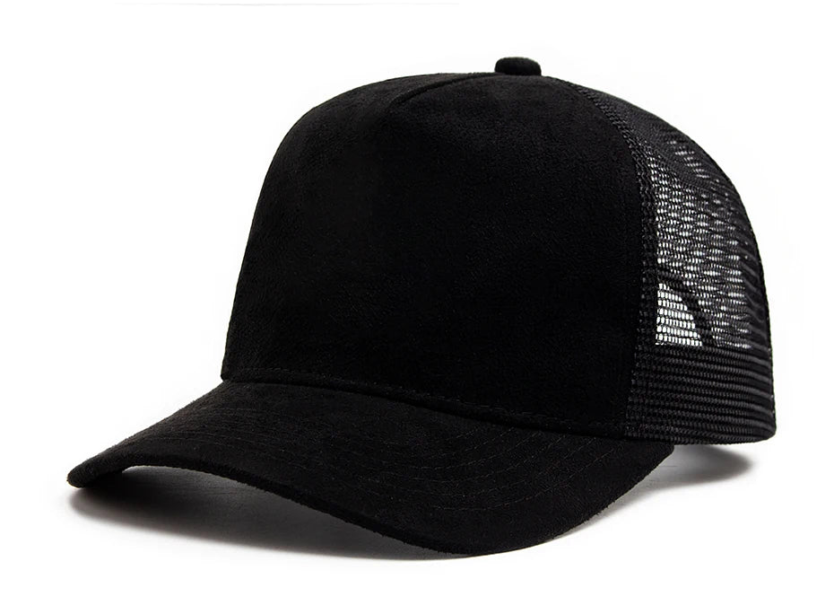 Unisex Suede Mesh Trucker Cap – Verstellbare Snapback Baseball Mütze | Modische Sonnenkappe im Hip Hop Stil für Damen & Herren