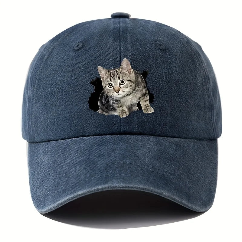 Unisex Baseball Cap mit Lustigem Katzen-Print – Verstellbare Duckbill Mütze | Freizeit & Outdoor Kappe für Damen & Herren