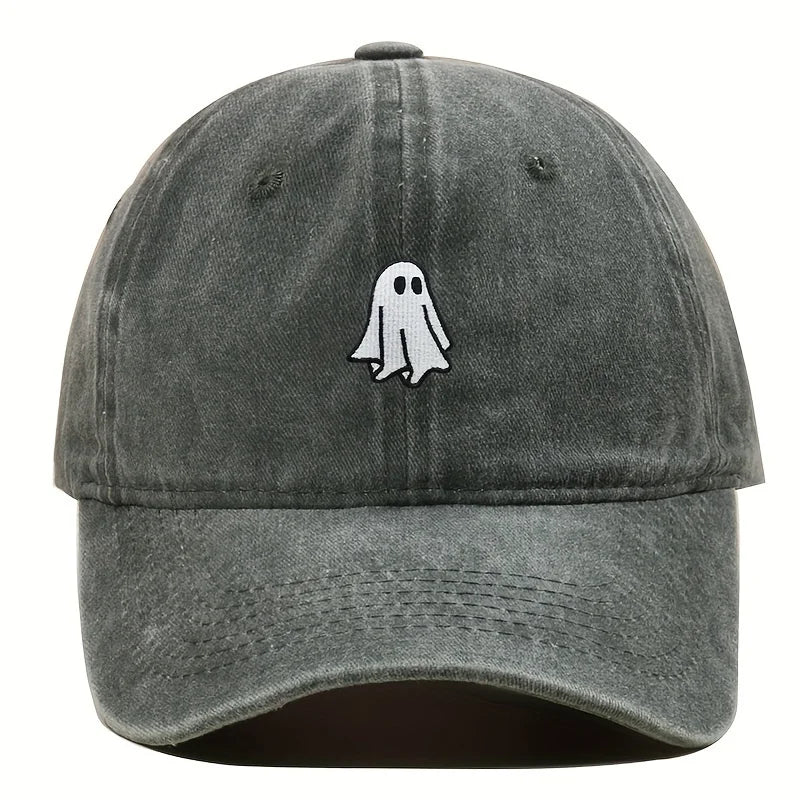 Unisex Baseball Cap mit Halloween Geist-Stickerei – Verstellbare Baumwollkappe | Schlichte & Niedliche Mütze für Damen & Herren