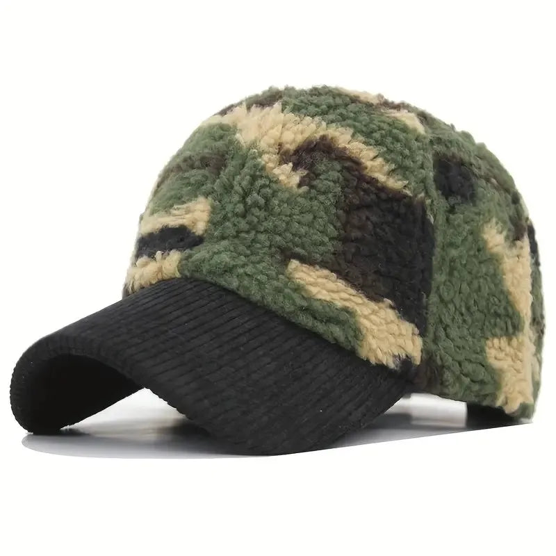 Unisex Cord-Mütze mit Camouflage-Feder-Muster – Trendy Baseball Cap für Outdoor & Freizeit | Stilvolles Geschenk für Sie & Ihn