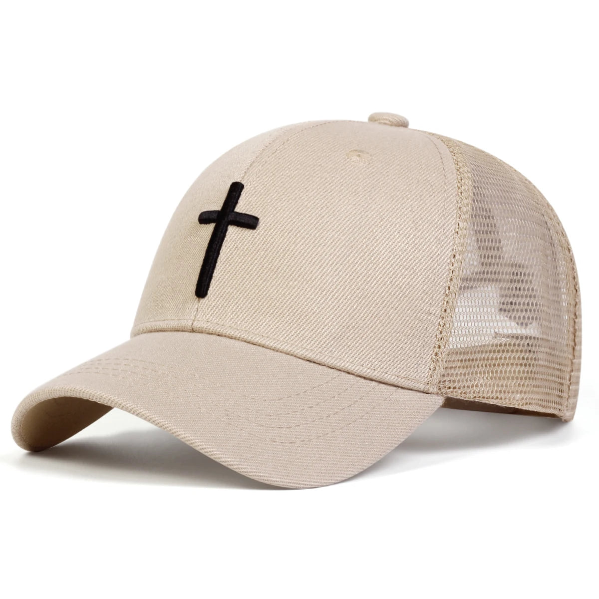 Unisex Mesh Baseball Cap mit Kreuz-Stickerei – Verstellbare Hip Hop Kappe | Atmungsaktive Sonnenmütze für Frühling & Sommer