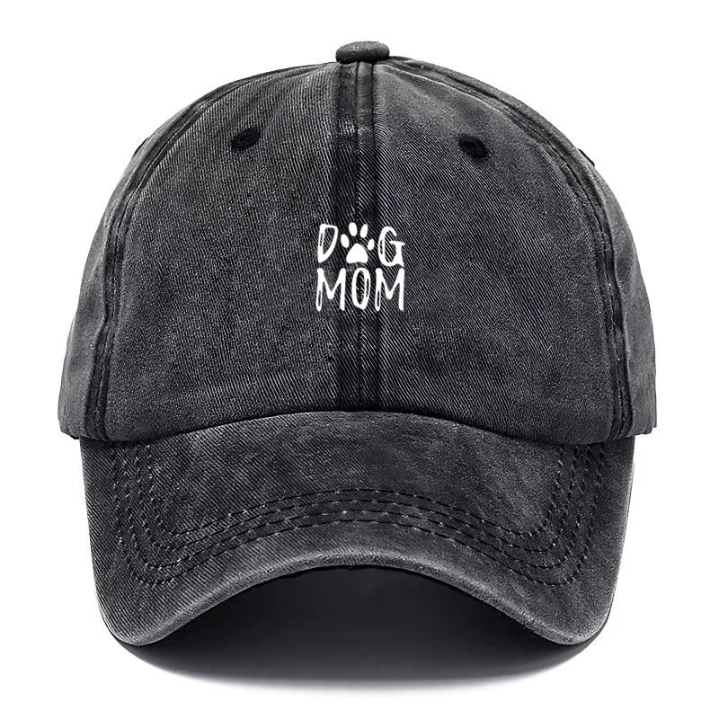Unisex Baseball Cap „Dog Mom“ – Gewaschene Vintage Baumwollkappe | Verstellbare Trucker Mütze für Damen & Herren, Tierliebhaber & Freizeit