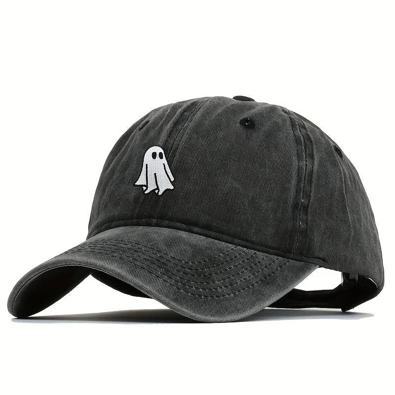 Unisex Baseball Cap mit Halloween Geist-Stickerei – Verstellbare Baumwollkappe | Schlichte & Niedliche Mütze für Damen & Herren