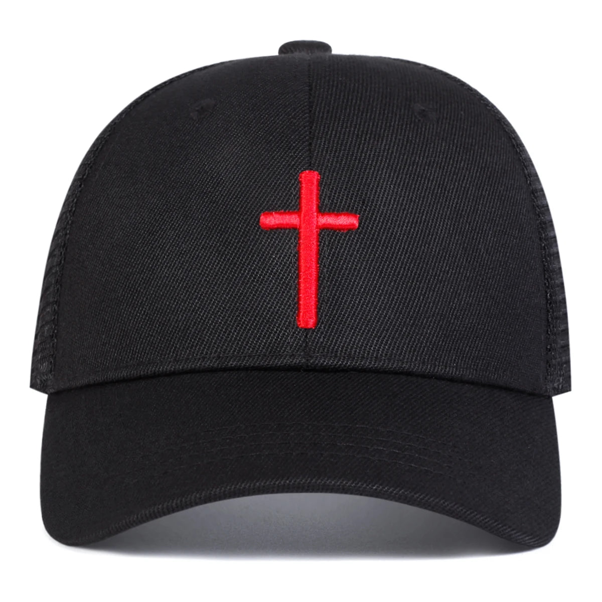 Unisex Mesh Baseball Cap mit Kreuz-Stickerei – Verstellbare Hip Hop Kappe | Atmungsaktive Sonnenmütze für Frühling & Sommer