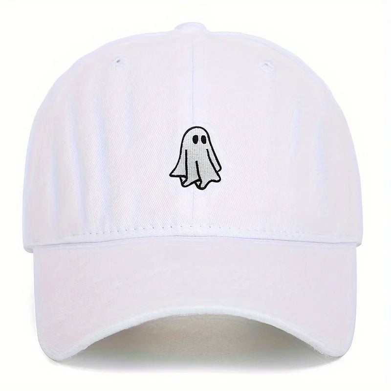 Unisex Baseball Cap mit Halloween Geist-Stickerei – Verstellbare Baumwollkappe | Schlichte & Niedliche Mütze für Damen & Herren