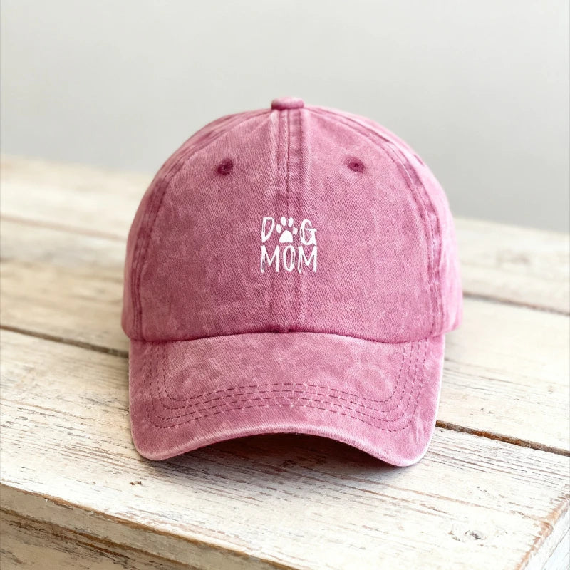 Unisex Baseball Cap „Dog Mom“ – Gewaschene Vintage Baumwollkappe | Verstellbare Trucker Mütze für Damen & Herren, Tierliebhaber & Freizeit