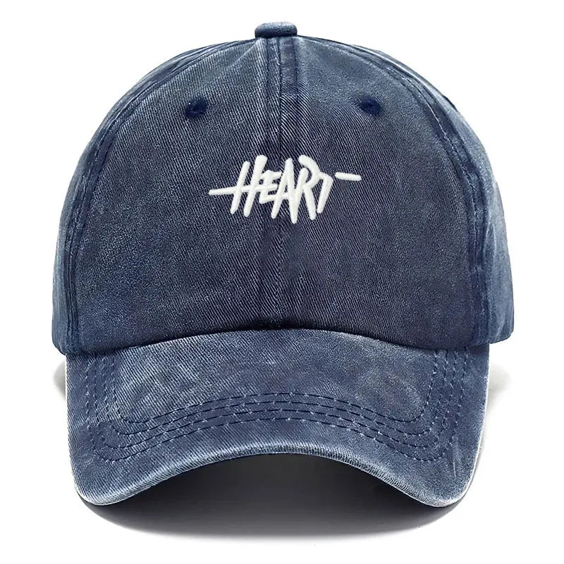 Unisex Baseball Cap mit Heart-Stickerei – Gewaschene Vintage Baumwollkappe | Verstellbare Trucker Mütze für Freizeit & Outdoor