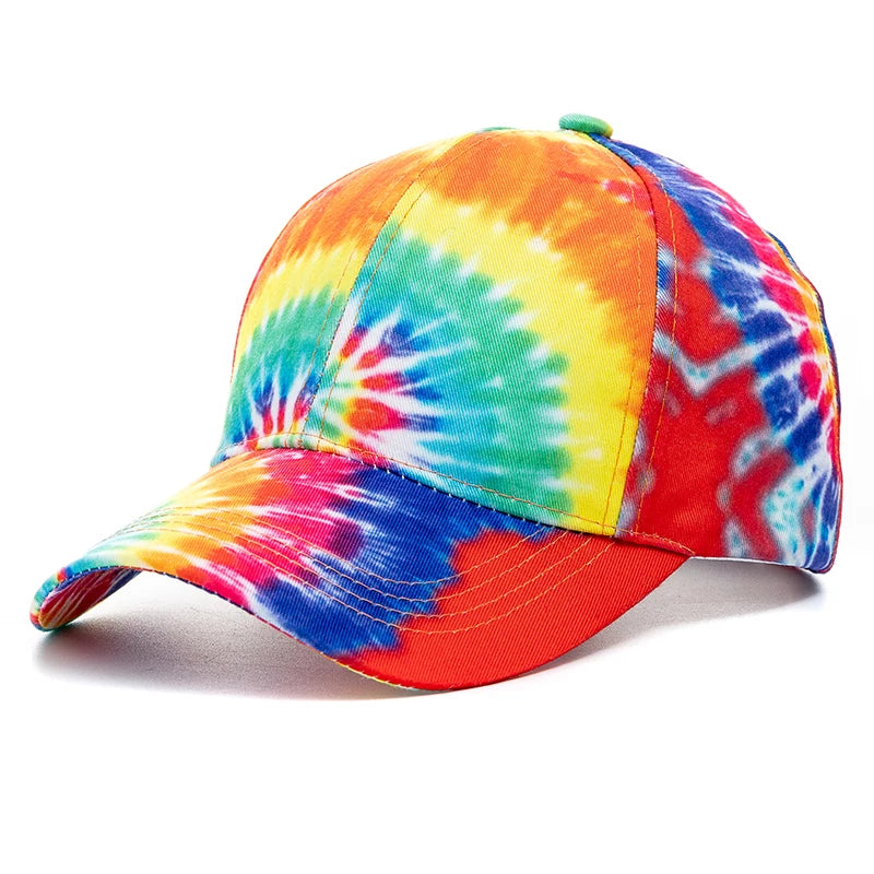 Unisex Baseball Cap mit Tie-Dye-Muster – Bunte Regenbogen Sommermütze | Verstellbare Streetwear Dad Cap für Damen & Herren