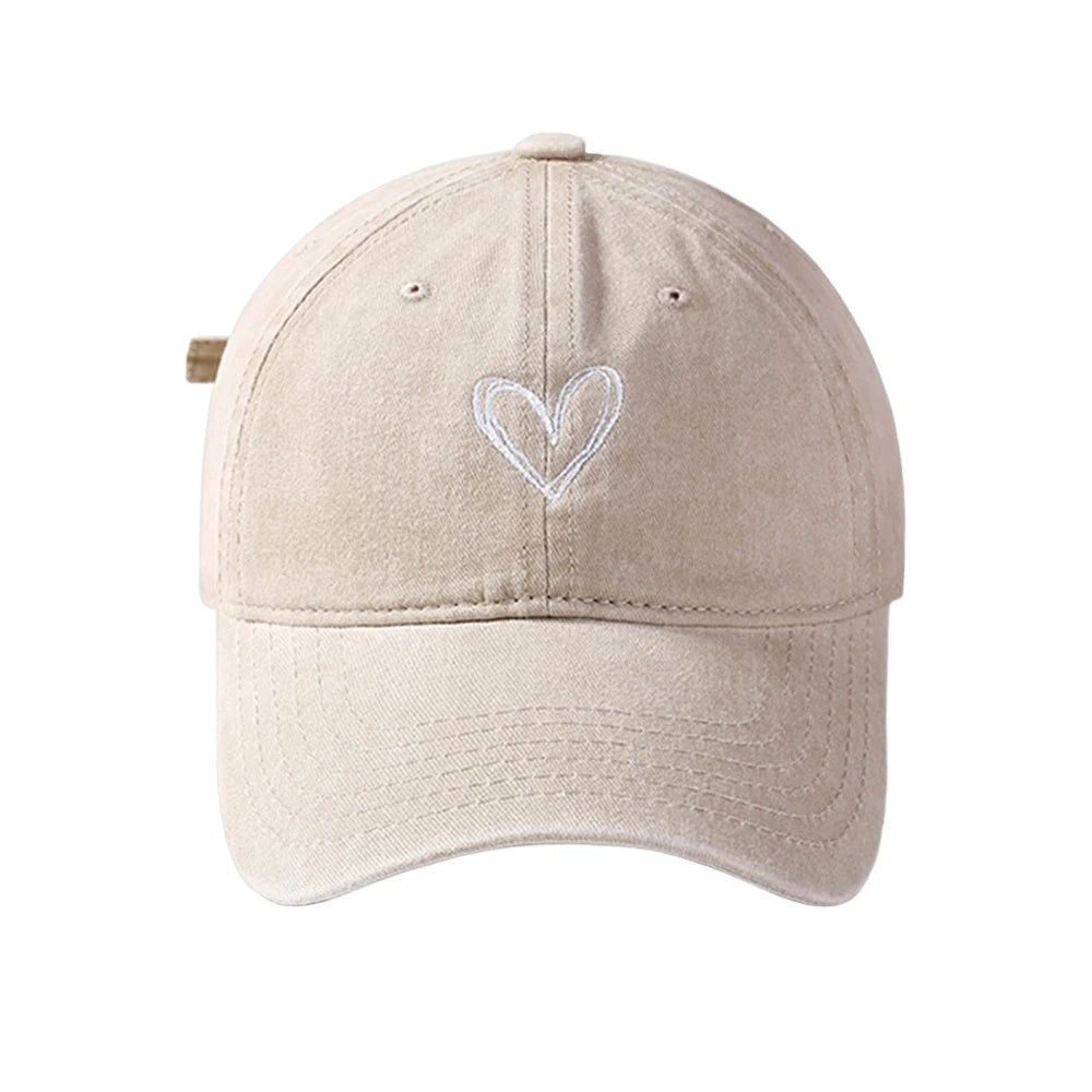 Unisex Baseball Cap mit Pfirsich-Herz-Stickerei – Verstellbare Retro Dad Cap | Leichte Gewaschene Baumwollmütze für Damen & Herren im Frühling & Sommer