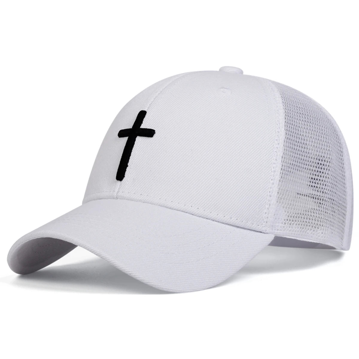 Unisex Mesh Baseball Cap mit Kreuz-Stickerei – Verstellbare Hip Hop Kappe | Atmungsaktive Sonnenmütze für Frühling & Sommer