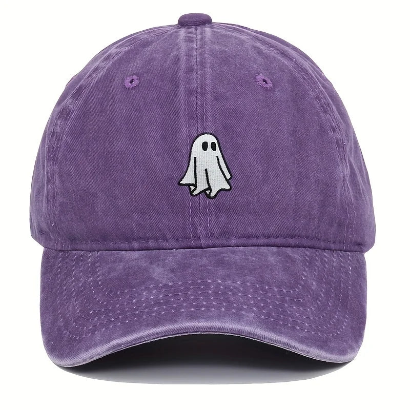 Unisex Baseball Cap mit Halloween Geist-Stickerei – Verstellbare Baumwollkappe | Schlichte & Niedliche Mütze für Damen & Herren