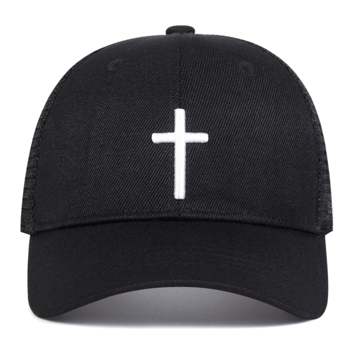 Unisex Mesh Baseball Cap mit Kreuz-Stickerei – Verstellbare Hip Hop Kappe | Atmungsaktive Sonnenmütze für Frühling & Sommer