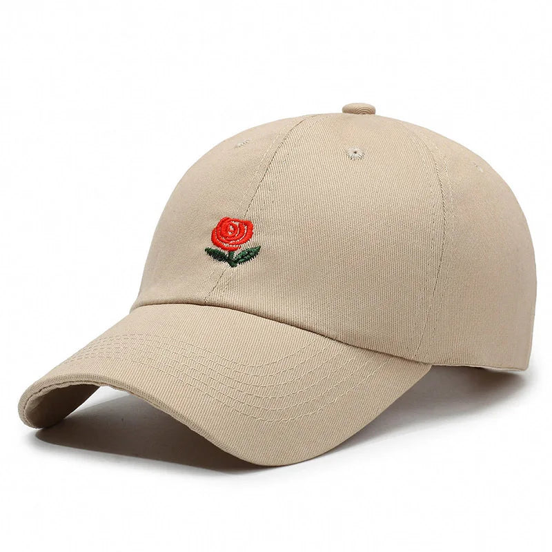 Unisex Baseball Cap mit Rose & Buchstaben-Stickerei – Verstellbare Hip Hop Kappe | Modische Frühling Streetwear Mütze für Damen & Herren