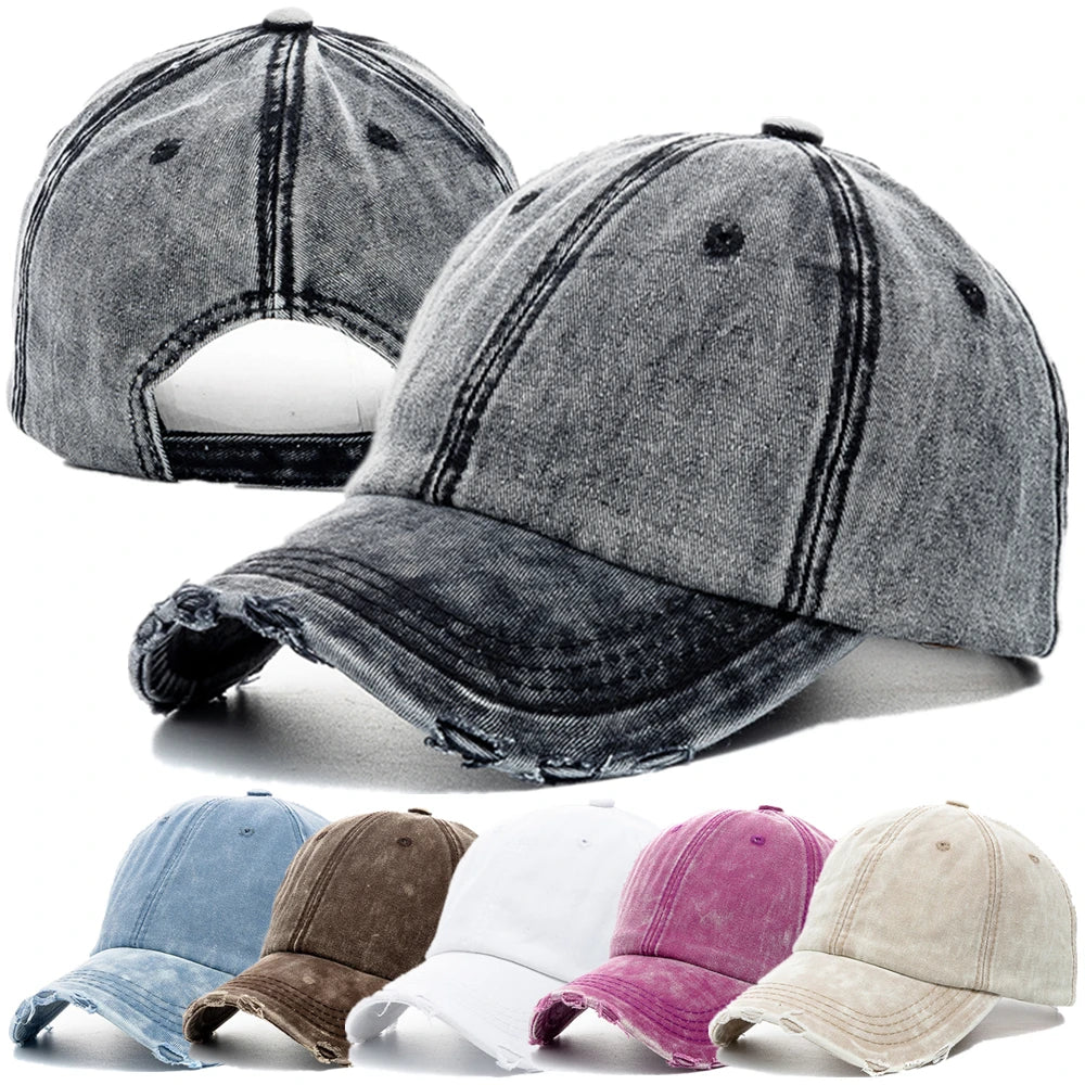 Unisex Baseball Cap aus Gewaschener Baumwolle – Einfarbige Denim Kappe | Hochwertige Verstellbare Streetwear Mütze für Damen & Herren