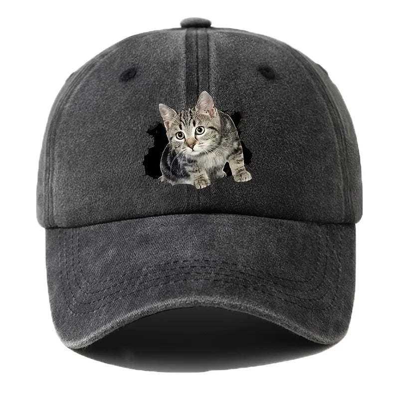 Unisex Baseball Cap mit Lustigem Katzen-Print – Verstellbare Duckbill Mütze | Freizeit & Outdoor Kappe für Damen & Herren