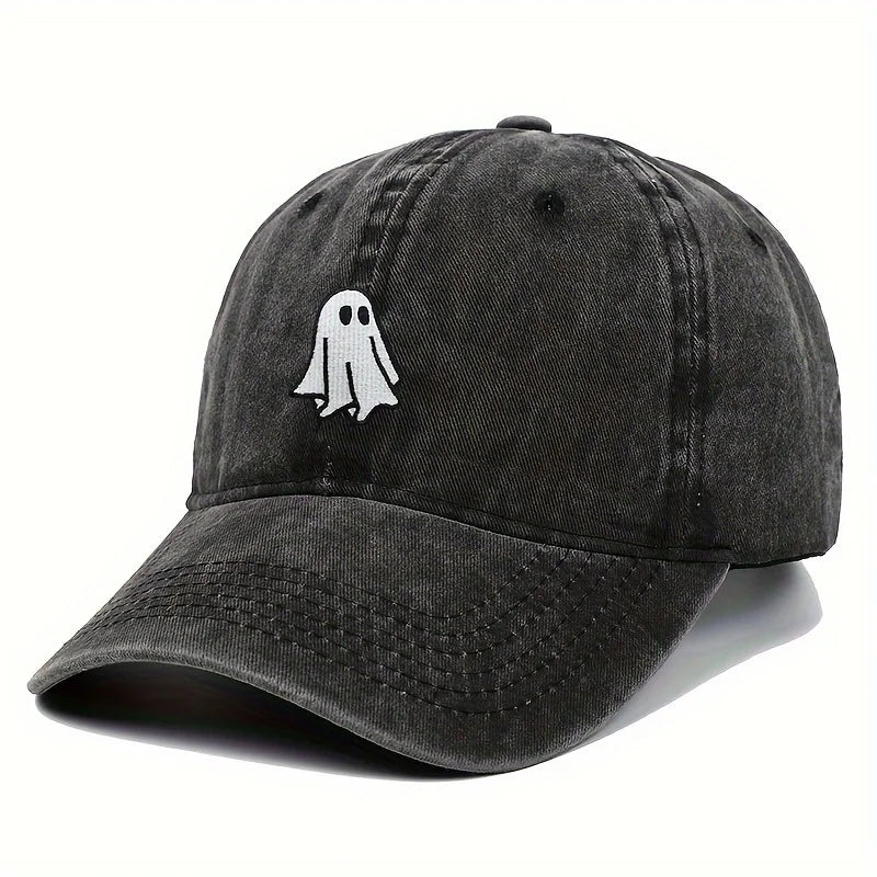 Unisex Baseball Cap mit Halloween Geist-Stickerei – Verstellbare Baumwollkappe | Schlichte & Niedliche Mütze für Damen & Herren