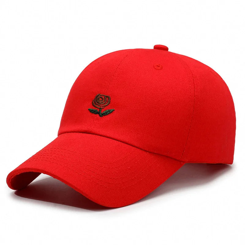 Unisex Baseball Cap mit Rose & Buchstaben-Stickerei – Verstellbare Hip Hop Kappe | Modische Frühling Streetwear Mütze für Damen & Herren