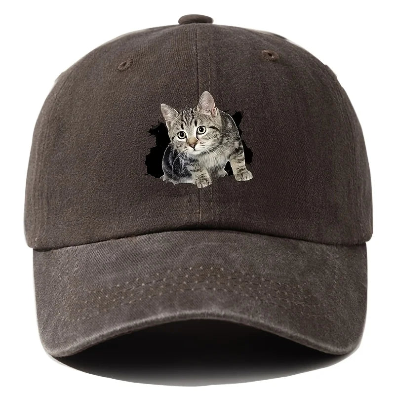 Unisex Baseball Cap mit Lustigem Katzen-Print – Verstellbare Duckbill Mütze | Freizeit & Outdoor Kappe für Damen & Herren